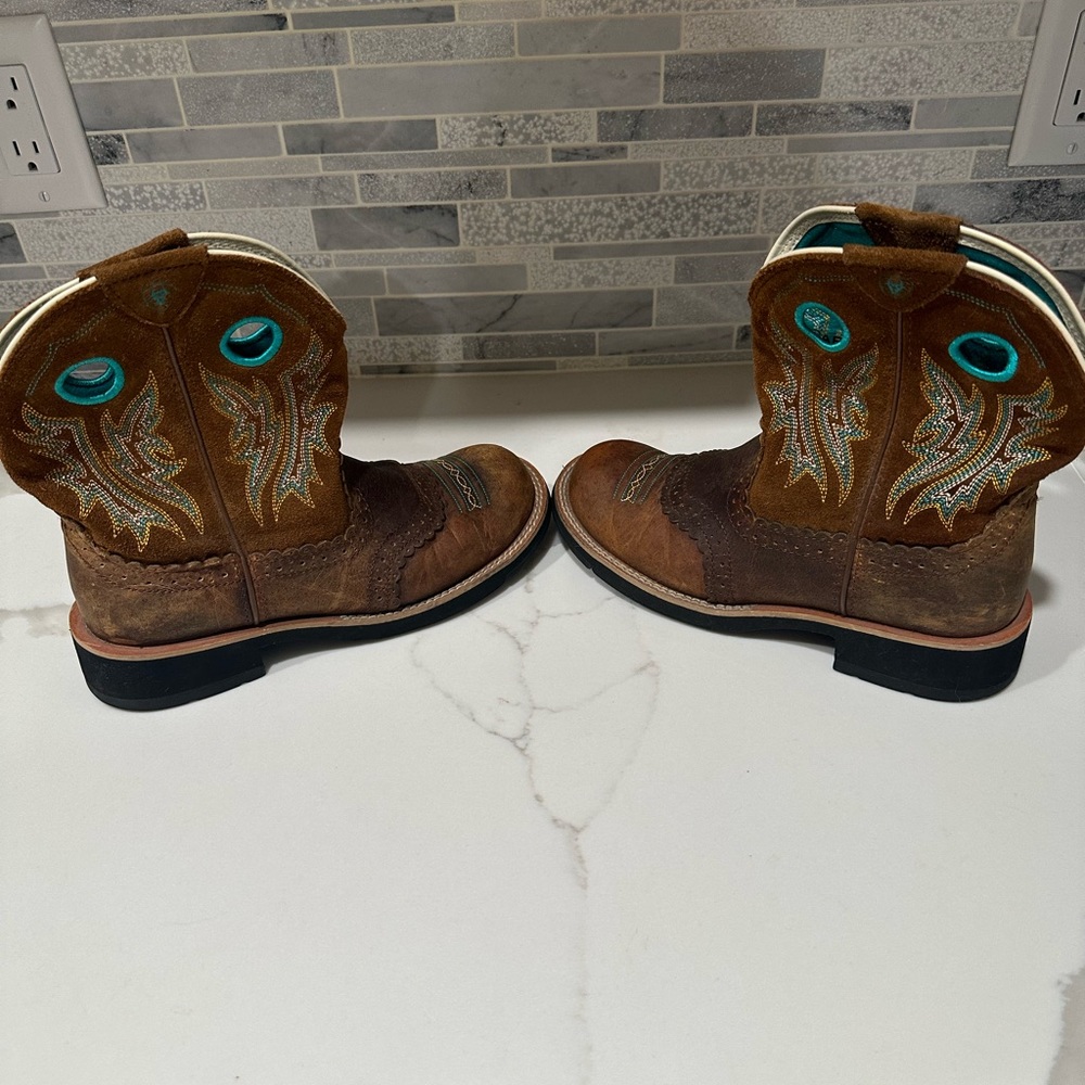 Ariat Fatbaby Brown Turquoise Cowgirl Boots-Size 7.5B - Picture 2 of 8